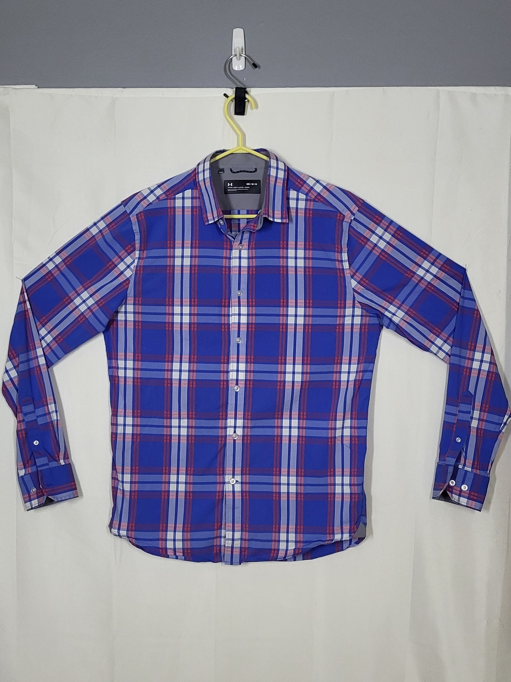 Under Armour Blue and Red Plaid Long-Sleeve Button-Down Shirt
